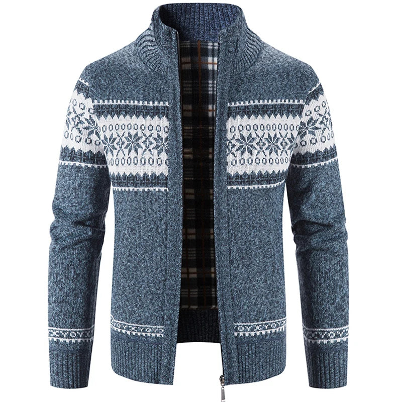Strickjacke – warme Herren-Winterjacke mit Stehkragen und durchgehendem Reißverschluss-HauteBerlin