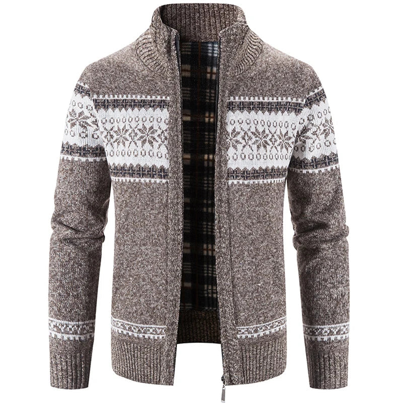 Strickjacke – warme Herren-Winterjacke mit Stehkragen und durchgehendem Reißverschluss-HauteBerlin
