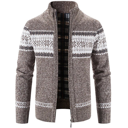 Strickjacke – warme Herren-Winterjacke mit Stehkragen und durchgehendem Reißverschluss-HauteBerlin