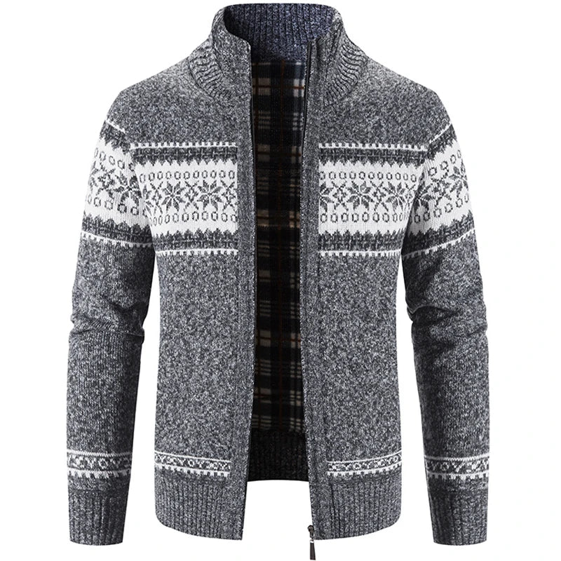 Strickjacke – warme Herren-Winterjacke mit Stehkragen und durchgehendem Reißverschluss-HauteBerlin