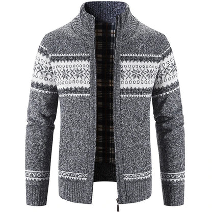 Strickjacke – warme Herren-Winterjacke mit Stehkragen und durchgehendem Reißverschluss-HauteBerlin