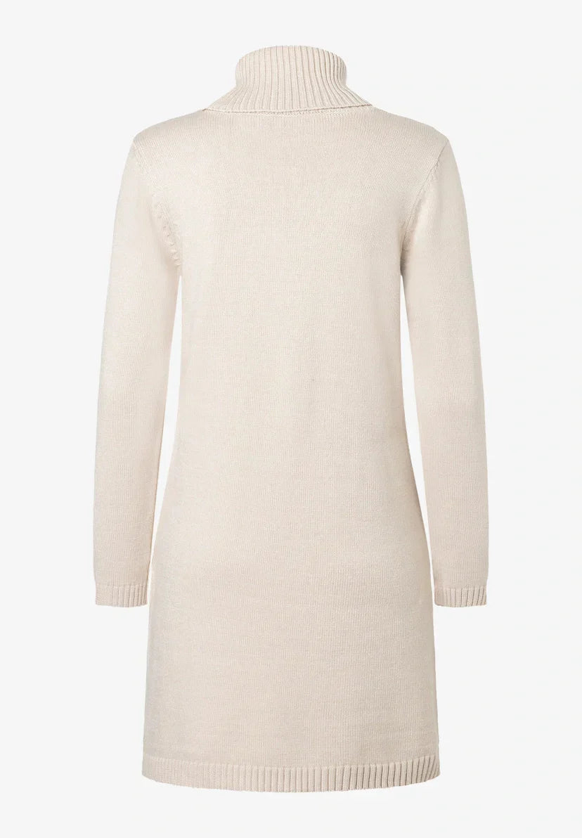 Strickkleid – Damen-Mini-Pulloverkleid mit Rollkragen-HauteBerlin