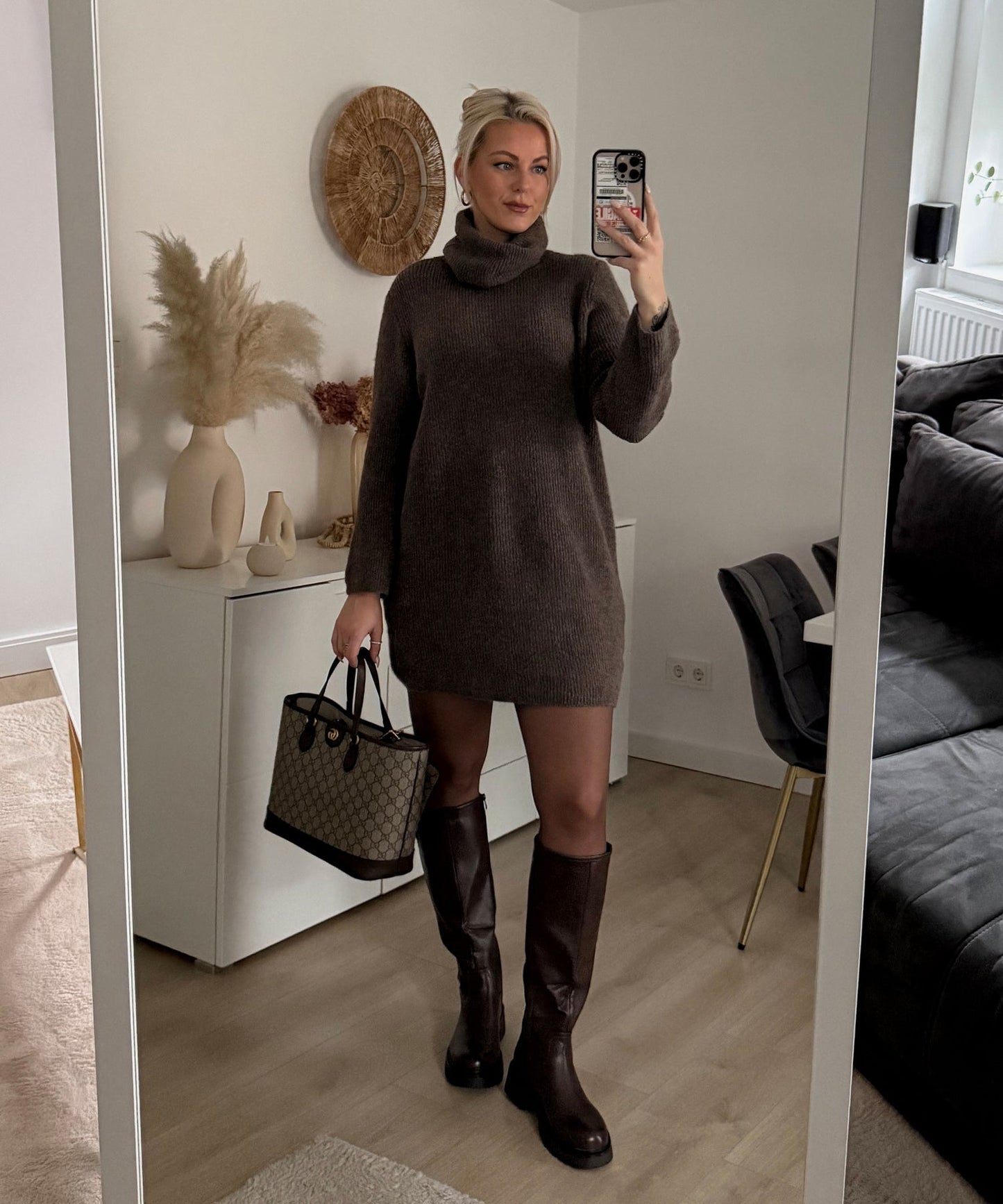 Strickkleid | Gerippt | Langarm | Rollkragenkleid | Jumperkleid-HauteBerlin