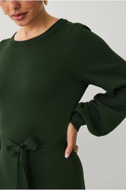 Strickkleid | Gürtel | Langarm | Jumperkleid | Midikleid-HauteBerlin