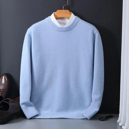 Strickpullover – Einfarbiger Strickpullover mit Rundhalsausschnitt für Männer für den Winter-HauteBerlin