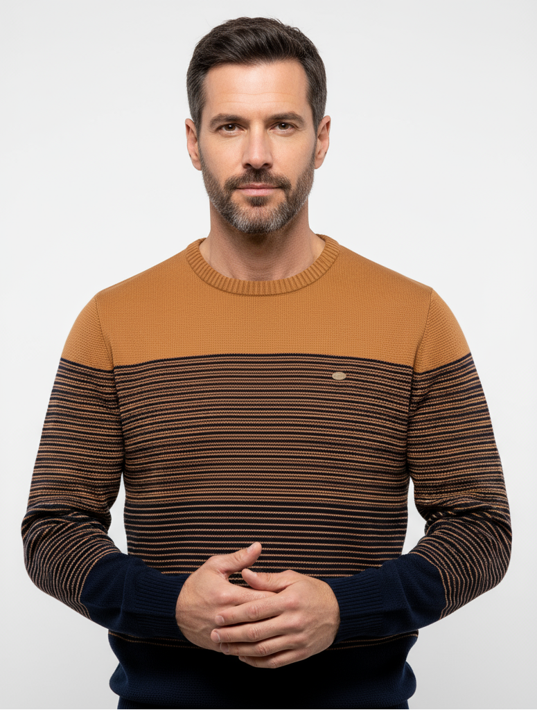 Strickpullover | Rundhalsausschnitt | Gestreift | Strickpullover | Herrenpullover-HauteBerlin