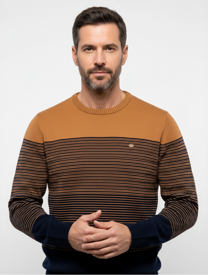 Strickpullover | Rundhalsausschnitt | Gestreift | Strickpullover | Herrenpullover-HauteBerlin