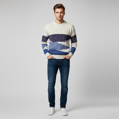 Strickpullover | Rundhalsausschnitt | Zopfmuster | Pullover | Herrenpullover-HauteBerlin