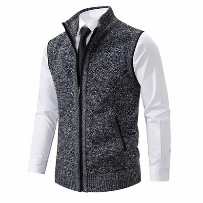 Strickweste - Herren Stehkragen Zip-Up Weste mit Taschen-HauteBerlin
