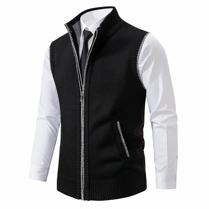 Strickweste - Herren Stehkragen Zip-Up Weste mit Taschen-HauteBerlin