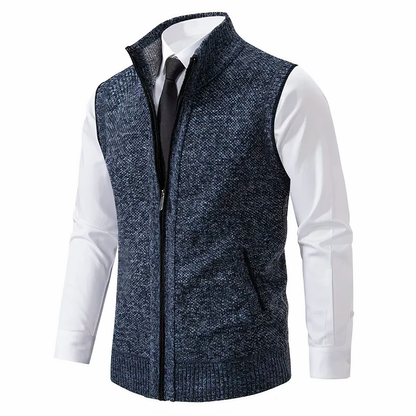 Strickweste - Herren Stehkragen Zip-Up Weste mit Taschen-HauteBerlin