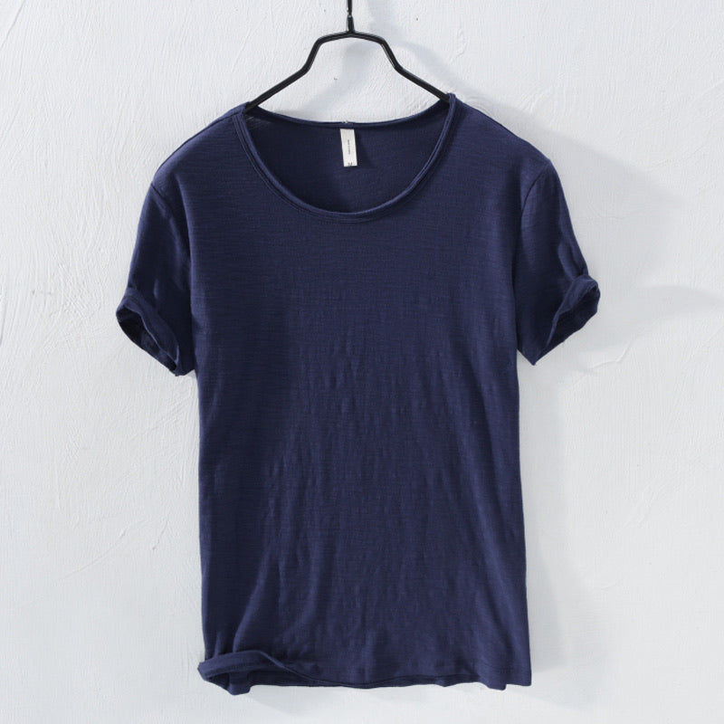 T-Shirt – leicht – mit kurzen Ärmeln – Rundhalsausschnitt – Herrenbekleidung-HauteBerlin