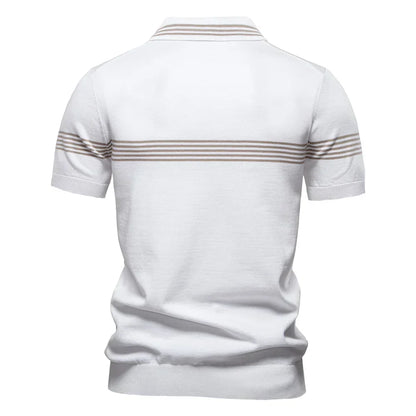 T-Shirt mit Kragen | Gestrickt | Viertel-Reißverschluss | Polo-T-Shirt | Herren-Poloshirt-HauteBerlin