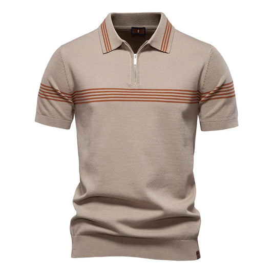 T-Shirt mit Kragen | Gestrickt | Viertel-Reißverschluss | Polo-T-Shirt | Herren-Poloshirt-HauteBerlin