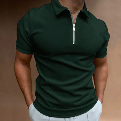 T-Shirt mit Kragen | Quarter Zip | Kurzarm | Polo-Shirt mit Reißverschluss | Polo-Shirts für Männer-HauteBerlin