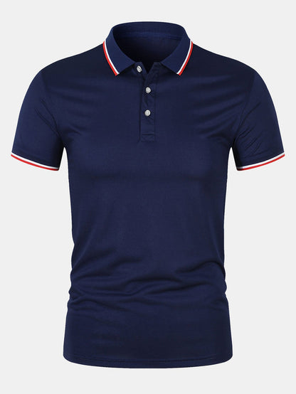T-Shirt mit Kragen – schmal geschnitten – kurze Ärmel – Poloshirt – Herrenbekleidung-HauteBerlin