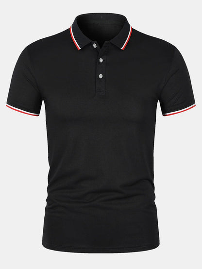 T-Shirt mit Kragen – schmal geschnitten – kurze Ärmel – Poloshirt – Herrenbekleidung-HauteBerlin