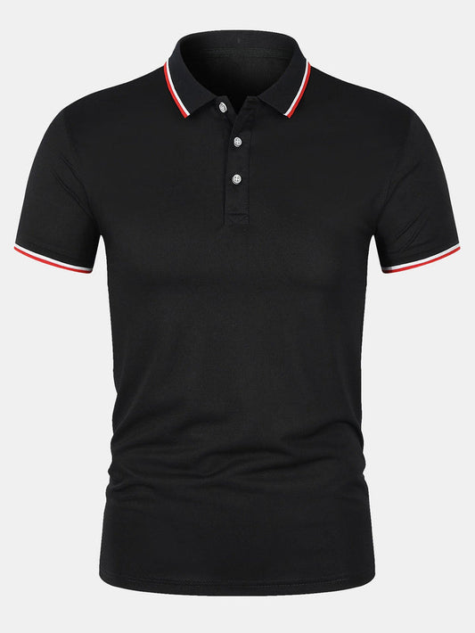 T-Shirt mit Kragen – schmal geschnitten – kurze Ärmel – Poloshirt – Herrenbekleidung-HauteBerlin