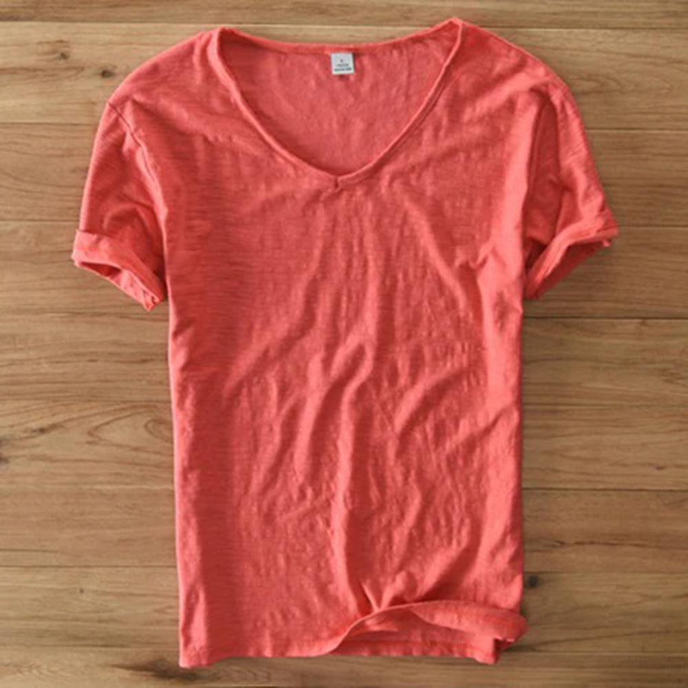 T-Shirt mit V-Ausschnitt | Leicht | Kurzarm | Sommershirt | Herren-T-Shirt-HauteBerlin