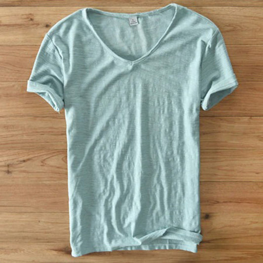 T-Shirt mit V-Ausschnitt | Leicht | Kurzarm | Sommershirt | Herren-T-Shirt-HauteBerlin