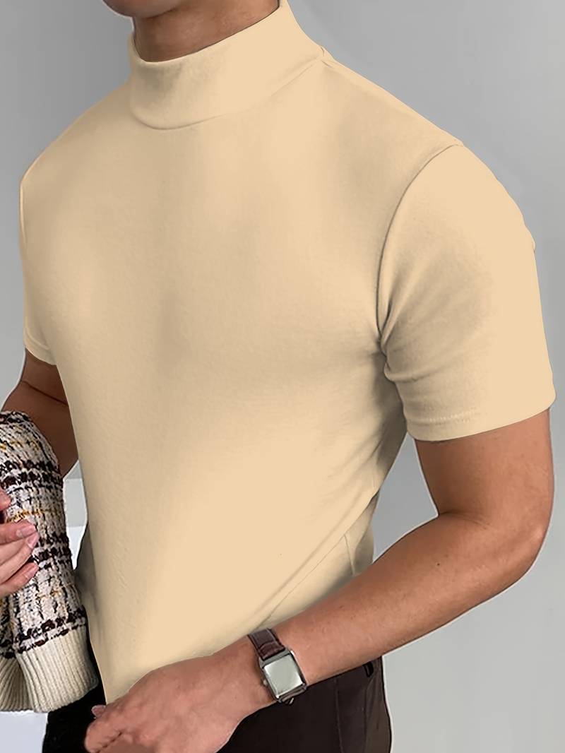 T-Shirt mit hohem Kragen | Kurzarm | Rollkragen | Herren-T-Shirt | Herrenbekleidung-HauteBerlin