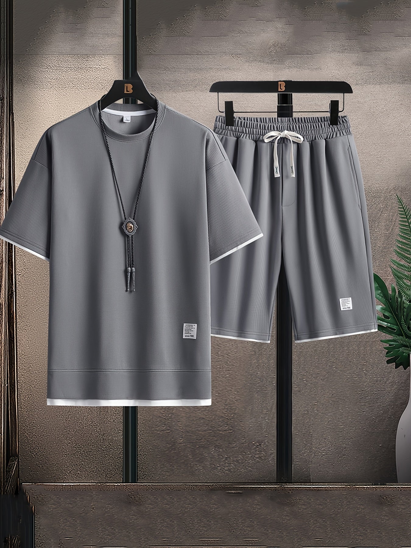 T-Shirt und Shorts im Set | Oversized | Kordelzug | Zweiteiliges Set | Herrenbekleidung-HauteBerlin