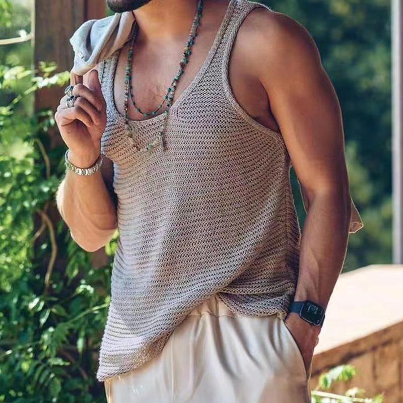Tanktop – lässiges, locker sitzendes, ärmelloses Herren-Strick-Tanktop-HauteBerlin