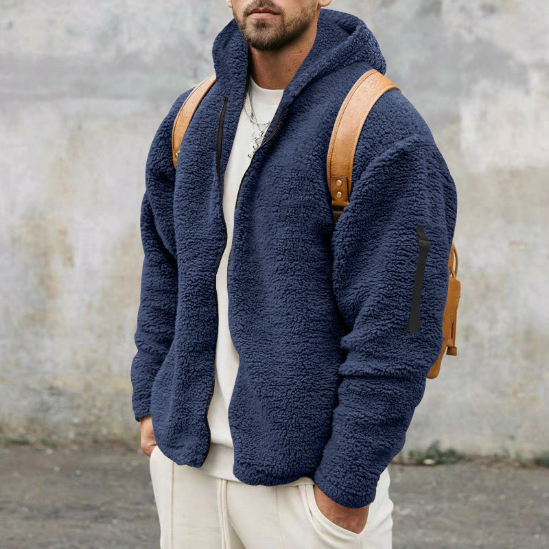 Teddy-Jacke – mit Kapuze – warm – Fleecejacke – Winterjacke für Herren-HauteBerlin