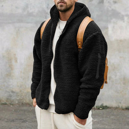 Teddy-Jacke – mit Kapuze – warm – Fleecejacke – Winterjacke für Herren-HauteBerlin