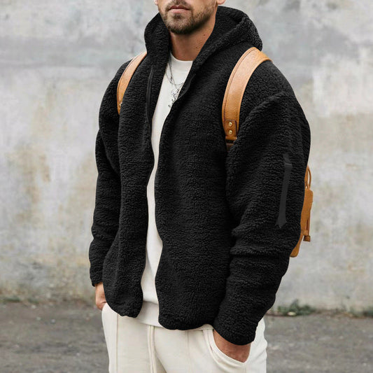 Teddy-Jacke – mit Kapuze – warm – Fleecejacke – Winterjacke für Herren-HauteBerlin