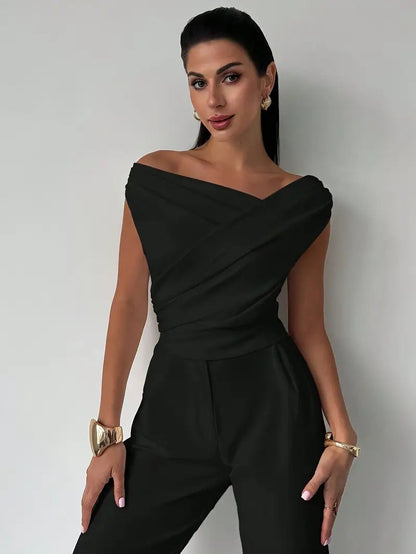 Top | Drapierte Schulter | Elegant asymmetrisch chic-HauteBerlin