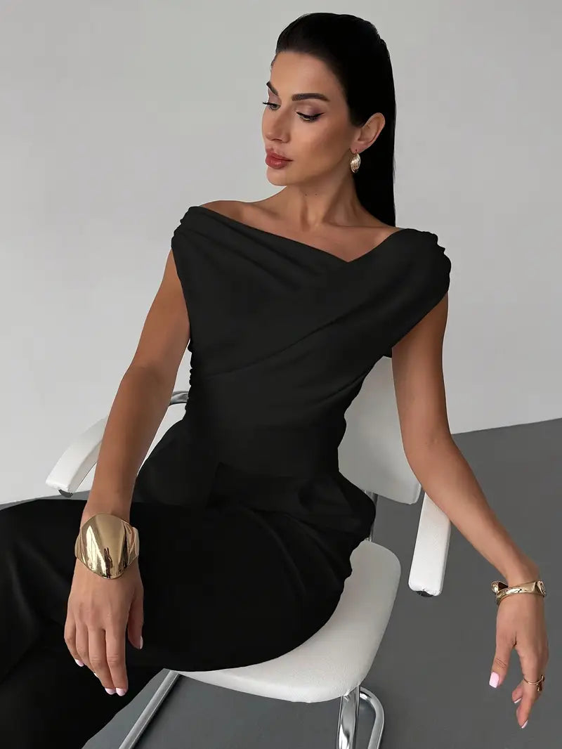Top | Drapierte Schulter | Elegant asymmetrisch chic-HauteBerlin