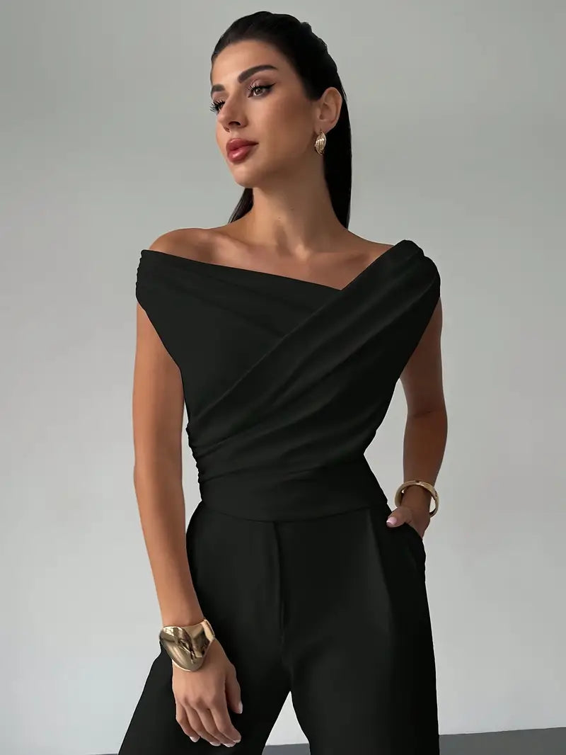 Top | Drapierte Schulter | Elegant asymmetrisch chic-HauteBerlin