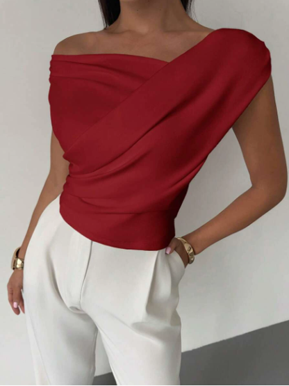 Top | Drapierte Schulter | Elegant asymmetrisch chic-HauteBerlin