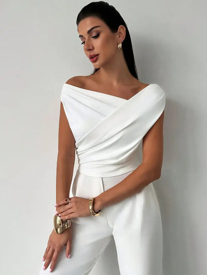 Top | Drapierte Schulter | Elegant asymmetrisch chic-HauteBerlin