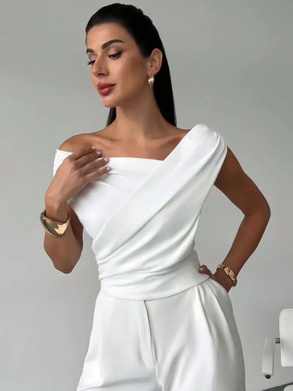 Top | Drapierte Schulter | Elegant asymmetrisch chic-HauteBerlin