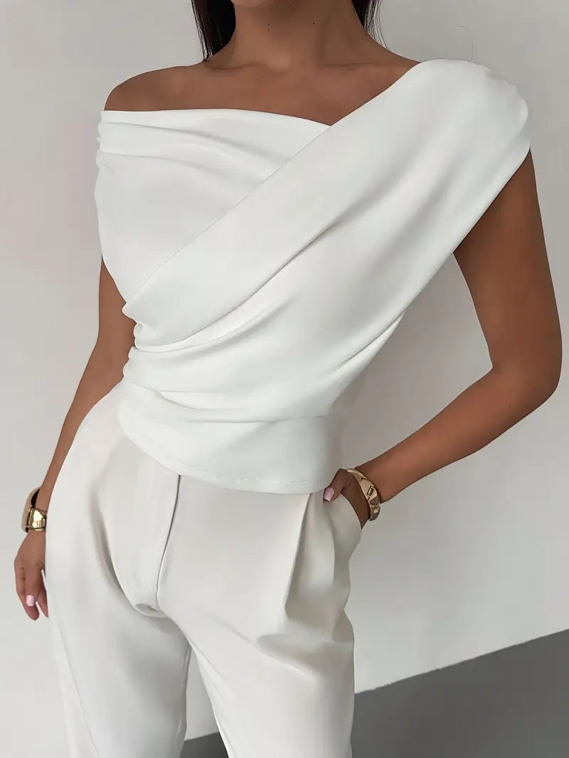 Top | Drapierte Schulter | Elegant asymmetrisch chic-HauteBerlin
