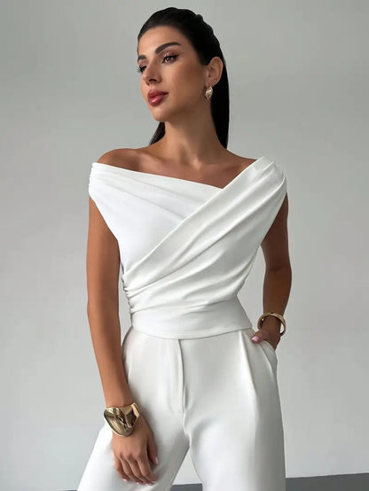Top | Drapierte Schulter | Elegant asymmetrisch chic-HauteBerlin