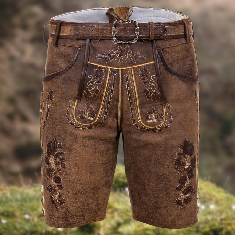 Trachtenhose Herren kurz: Oktoberfest Lederhose aus Kunstleder-HauteBerlin