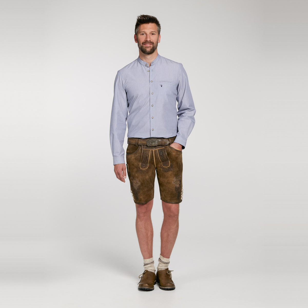Trachtenhose Herren kurz: Oktoberfest Lederhose aus Kunstleder-HauteBerlin