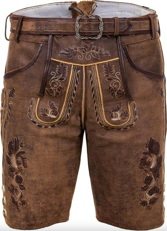 Trachtenhose Herren kurz: Oktoberfest Lederhose aus Kunstleder-HauteBerlin