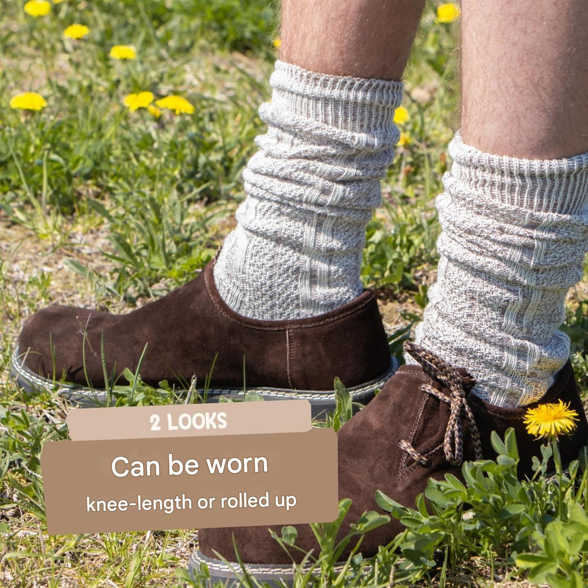 Trachtensocken Herren - Baumwolle Traditionell Grau Oktoberfest-HauteBerlin
