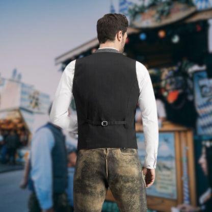 Trachtenweste Herren - Kurz Traditionell Schwarz Oktoberfest-HauteBerlin