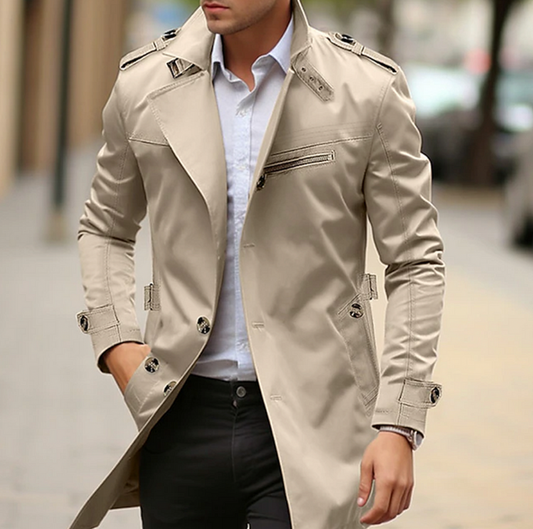 Trenchcoat – klassischer, einreihiger Trenchcoat in mittlerer Länge für Herren-HauteBerlin