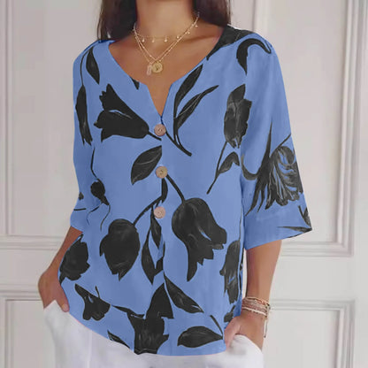 Übergroße Bluse | Leichtgewicht | Blumendruck | Leinenbluse | Damen Sommer Top-HauteBerlin