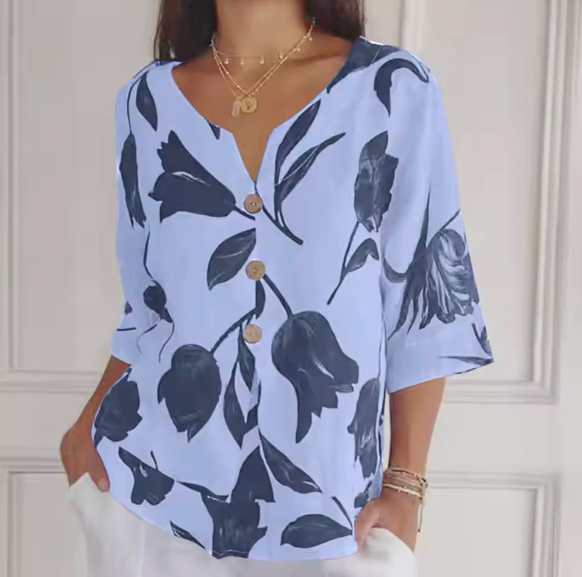Übergroße Bluse | Leichtgewicht | Blumendruck | Leinenbluse | Damen Sommer Top-HauteBerlin