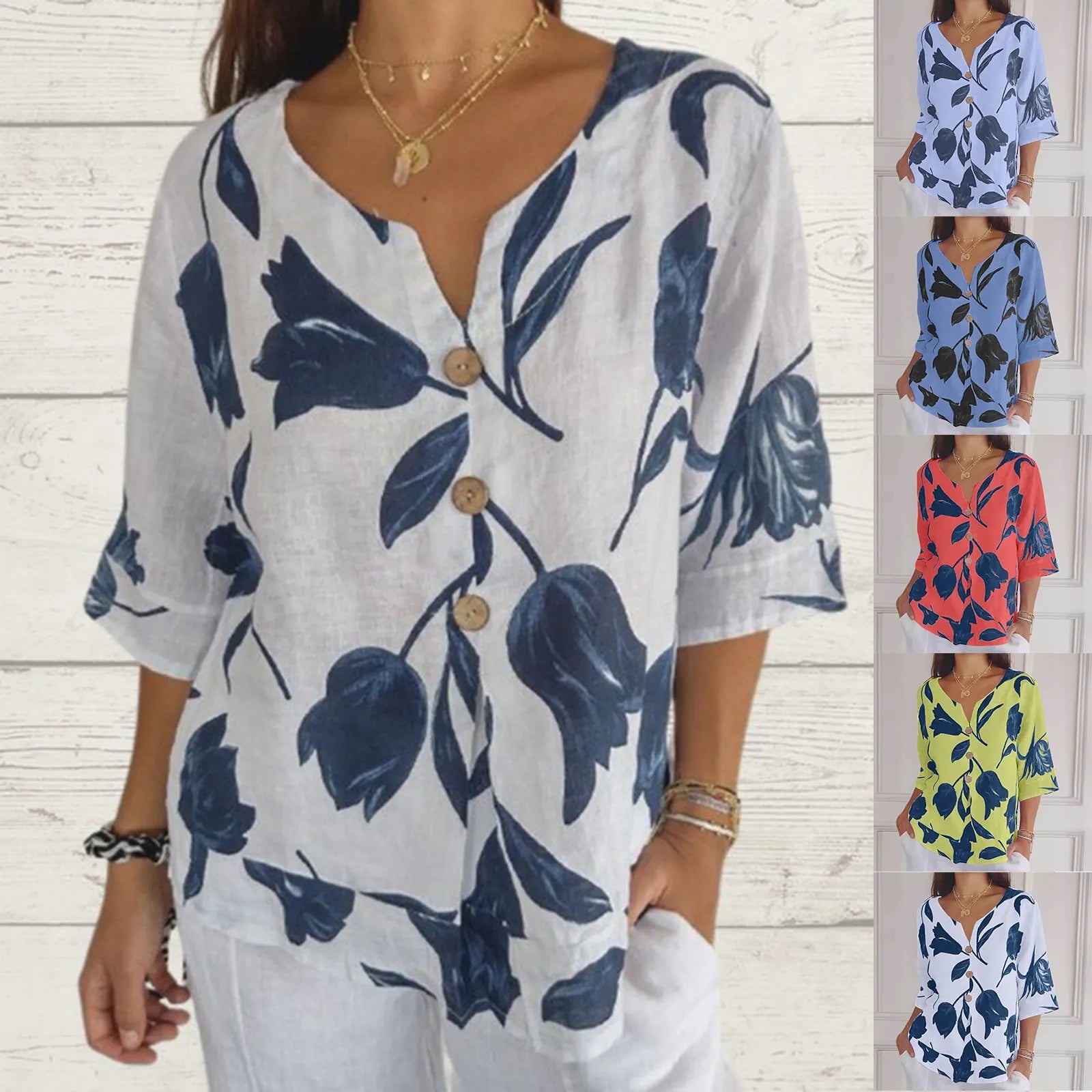 Übergroße Bluse | Leichtgewicht | Blumendruck | Leinenbluse | Damen Sommer Top-HauteBerlin