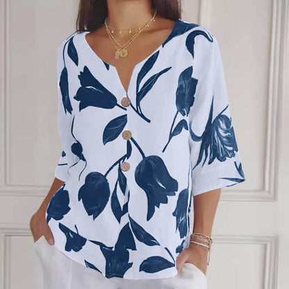 Übergroße Bluse | Leichtgewicht | Blumendruck | Leinenbluse | Damen Sommer Top-HauteBerlin