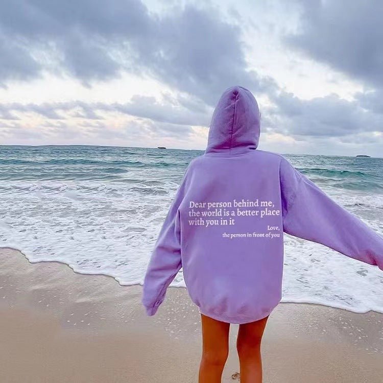 Übergroßer Hoodie - Unisex Warm bedruckter Text Pullover Hoodie-HauteBerlin