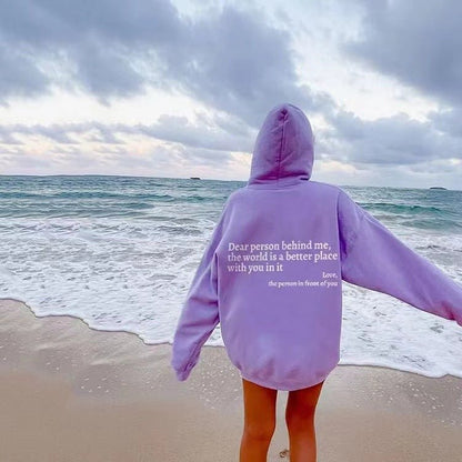 Übergroßer Hoodie - Unisex Warm bedruckter Text Pullover Hoodie-HauteBerlin